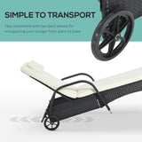 Poly Rattan Wicker Recliner Garden Sun Lounger With Adjustable Headrest - Velmora