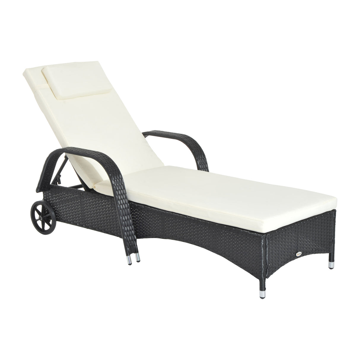 Poly Rattan Wicker Recliner Garden Sun Lounger With Adjustable Headrest - Velmora