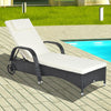 Poly Rattan Wicker Recliner Garden Sun Lounger With Adjustable Headrest - Velmora