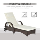 Poly Rattan Wicker Recliner Garden Sun Lounger With Adjustable Headrest - Velmora