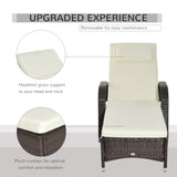 Poly Rattan Wicker Recliner Garden Sun Lounger With Adjustable Headrest - Velmora
