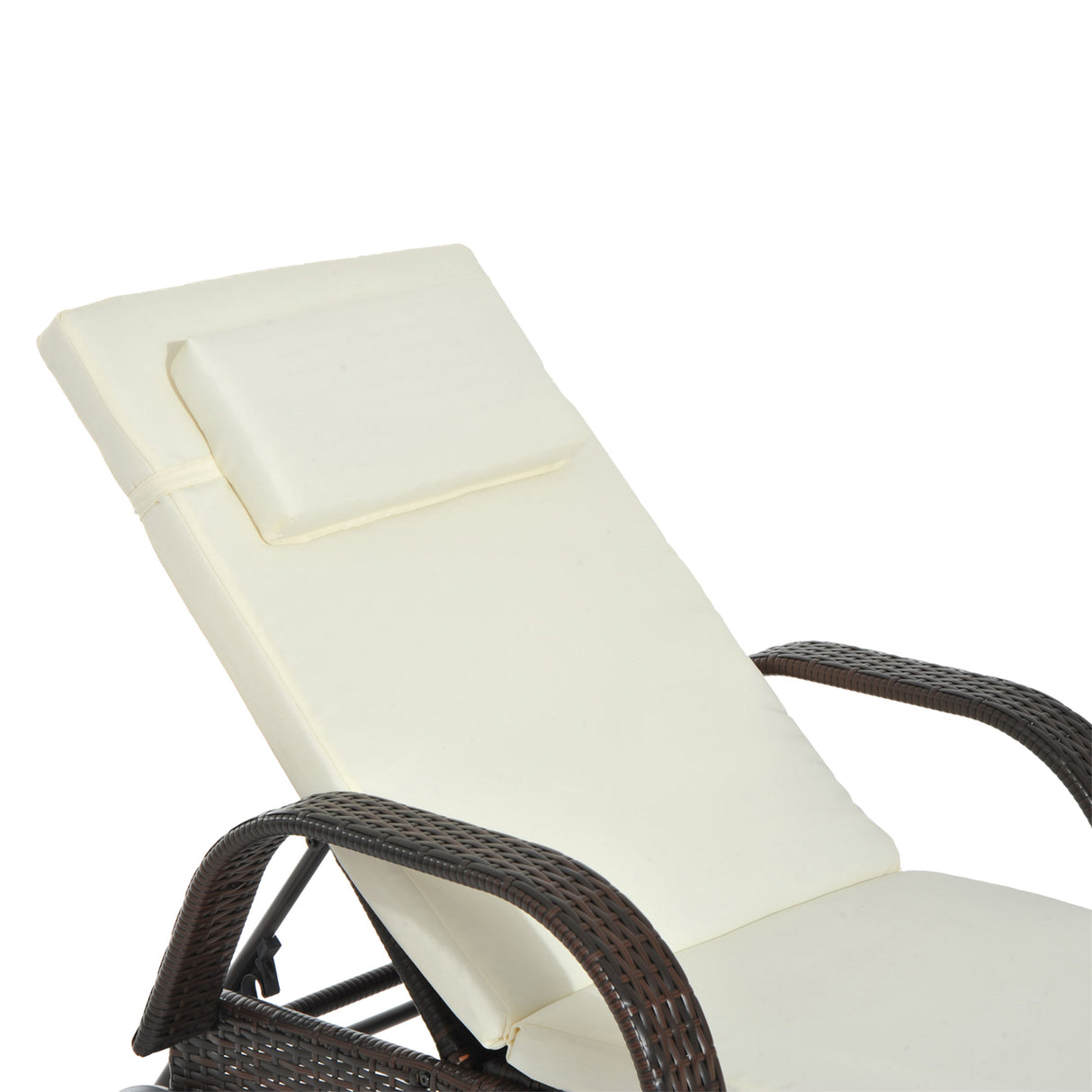 Poly Rattan Wicker Recliner Garden Sun Lounger With Adjustable Headrest - Velmora