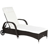Poly Rattan Wicker Recliner Garden Sun Lounger With Adjustable Headrest - Velmora