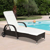 Poly Rattan Wicker Recliner Garden Sun Lounger With Adjustable Headrest - Velmora