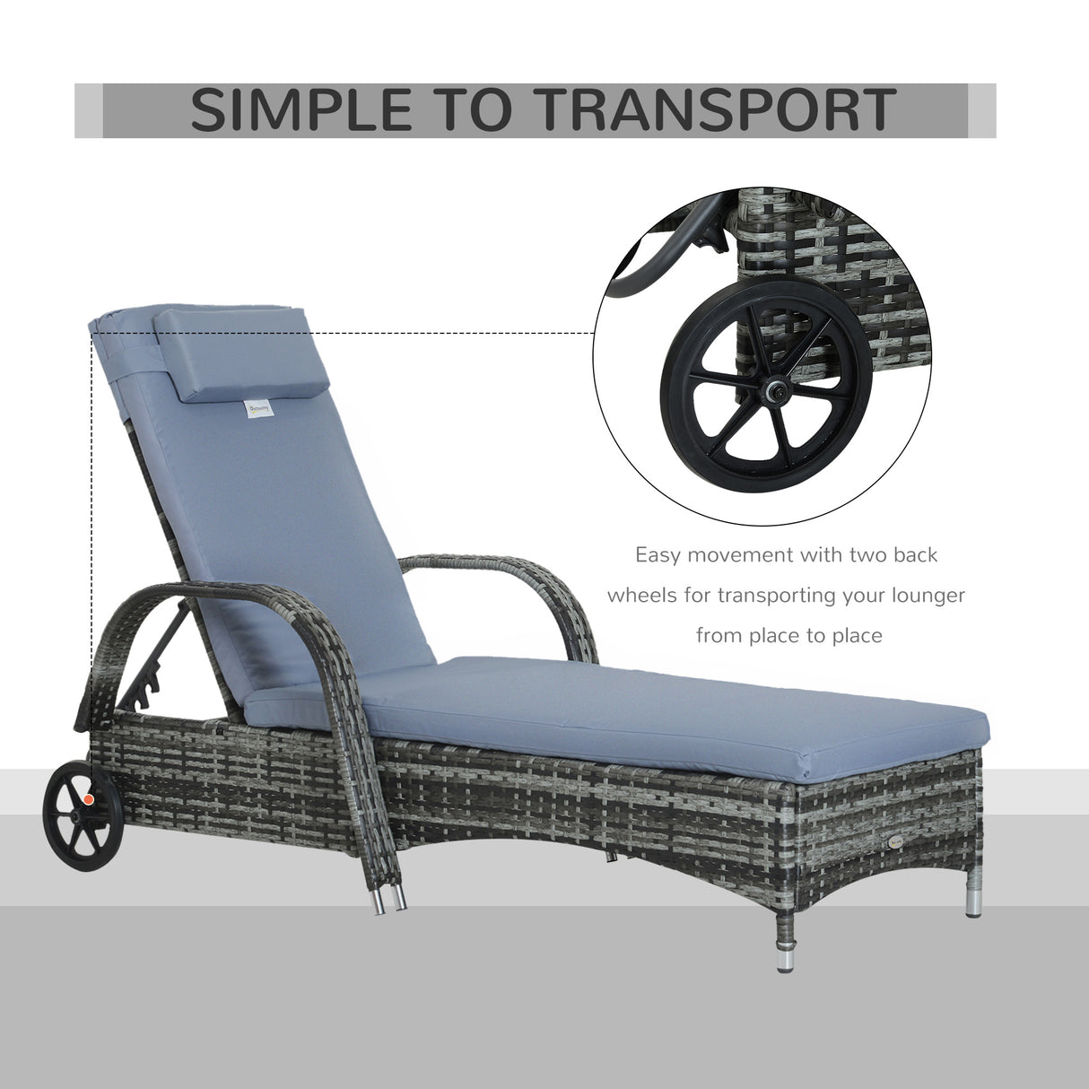 Poly Rattan Wicker Recliner Garden Sun Lounger With Adjustable Headrest - Velmora