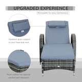 Poly Rattan Wicker Recliner Garden Sun Lounger With Adjustable Headrest - Velmora