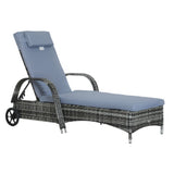 Poly Rattan Wicker Recliner Garden Sun Lounger With Adjustable Headrest - Velmora