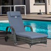 Poly Rattan Wicker Recliner Garden Sun Lounger With Adjustable Headrest - Velmora
