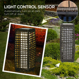 Poly Rattan Wicker Solar Powered LED Garden Lantern With Auto On-Off Lights - Velmora