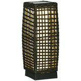 Poly Rattan Wicker Solar Powered LED Garden Lantern With Auto On-Off Lights - Velmora