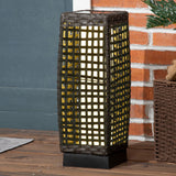 Poly Rattan Wicker Solar Powered LED Garden Lantern With Auto On-Off Lights - Velmora