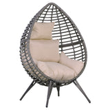 Poly Rattan Wicker Teardop Garden Egg Chair With Thick Cushions And 4 Legs - Velmora