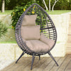 Poly Rattan Wicker Teardop Garden Egg Chair With Thick Cushions And 4 Legs - Velmora