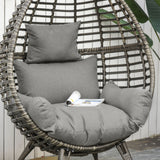 Poly Rattan Wicker Teardop Garden Egg Chair With Thick Cushions And 4 Legs - Velmora