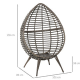 Poly Rattan Wicker Teardop Garden Egg Chair With Thick Cushions And 4 Legs - Velmora