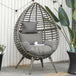 Poly Rattan Wicker Teardop Garden Egg Chair With Thick Cushions And 4 Legs - Velmora