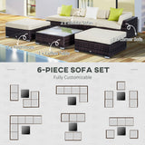 Poly Rattan Wicker Weave Garden Sofa Set With Coffee Table - Velmora