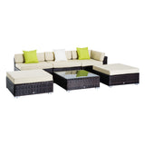 Poly Rattan Wicker Weave Garden Sofa Set With Coffee Table - Velmora