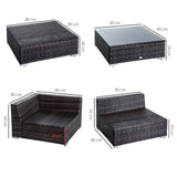 Poly Rattan Wicker Weave Garden Sofa Set With Coffee Table - Velmora