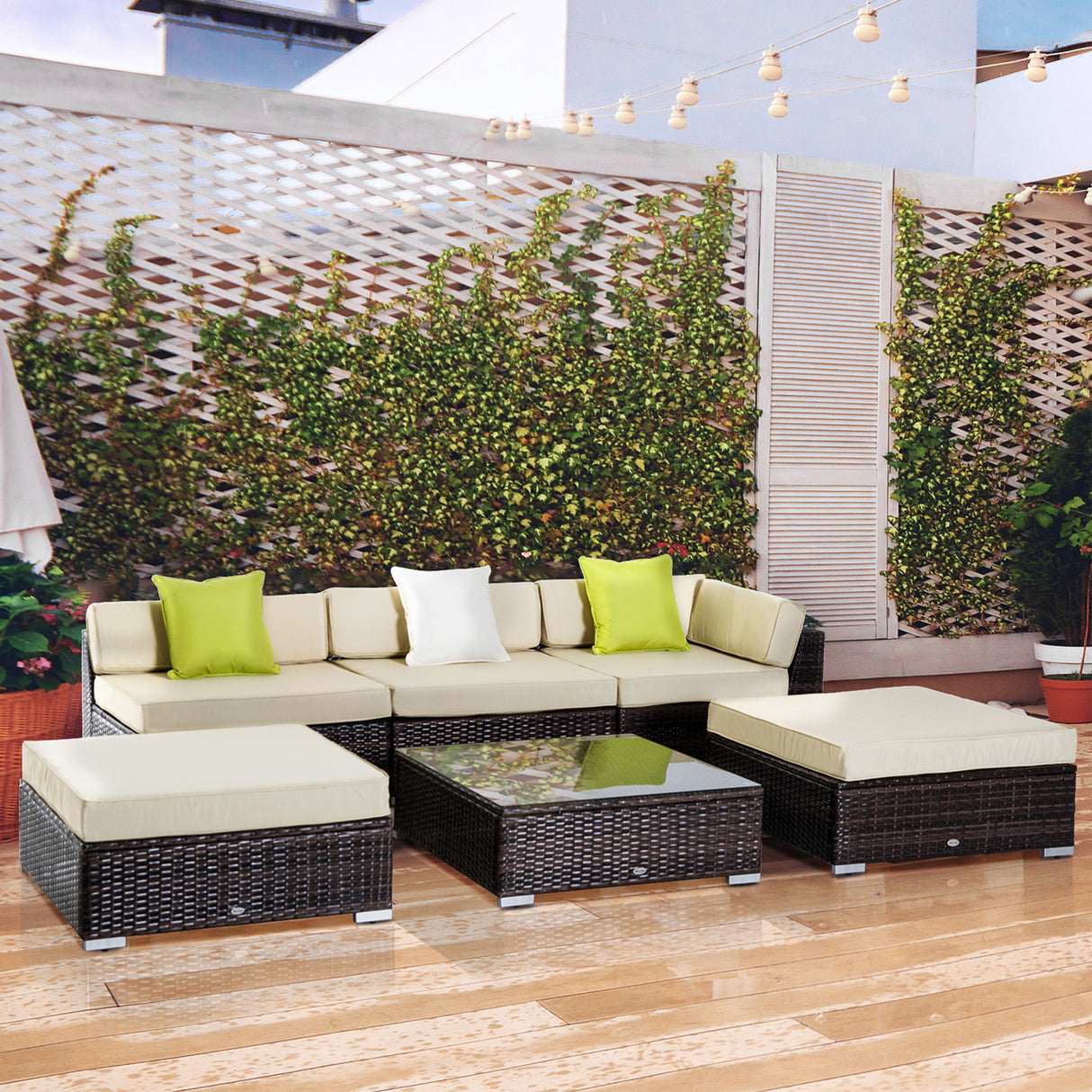 Poly Rattan Wicker Weave Garden Sofa Set With Coffee Table - Velmora