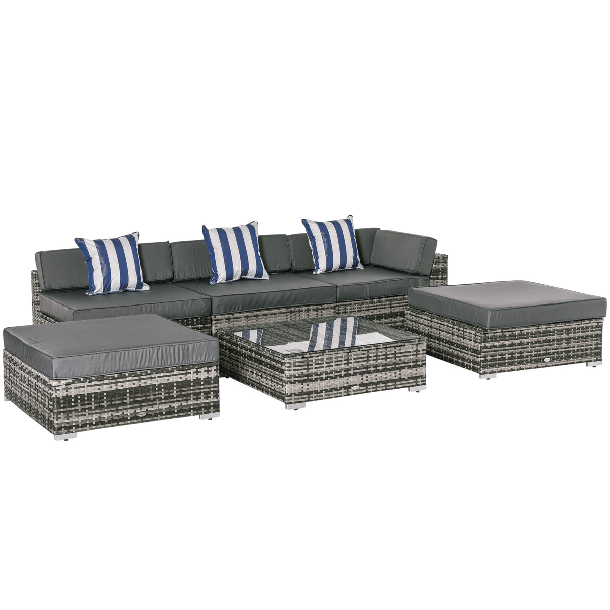 Poly Rattan Wicker Weave Garden Sofa Set With Coffee Table - Velmora