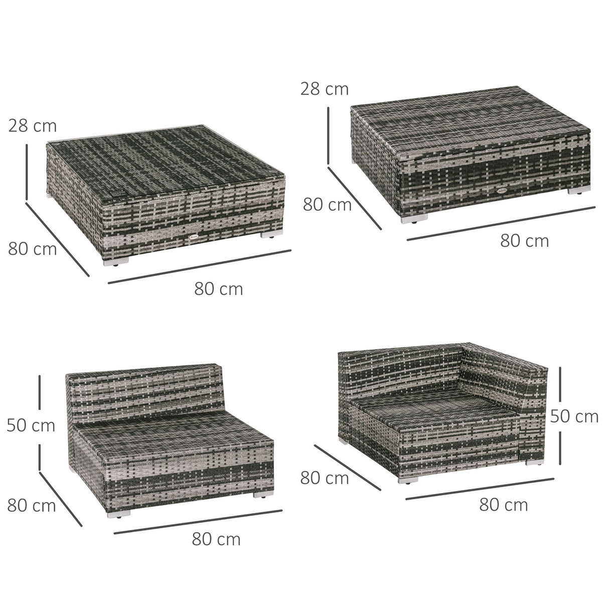 Poly Rattan Wicker Weave Garden Sofa Set With Coffee Table - Velmora