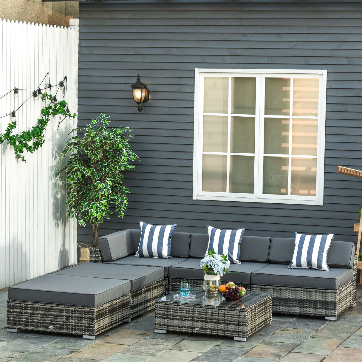 Poly Rattan Wicker Weave Garden Sofa Set With Coffee Table - Velmora