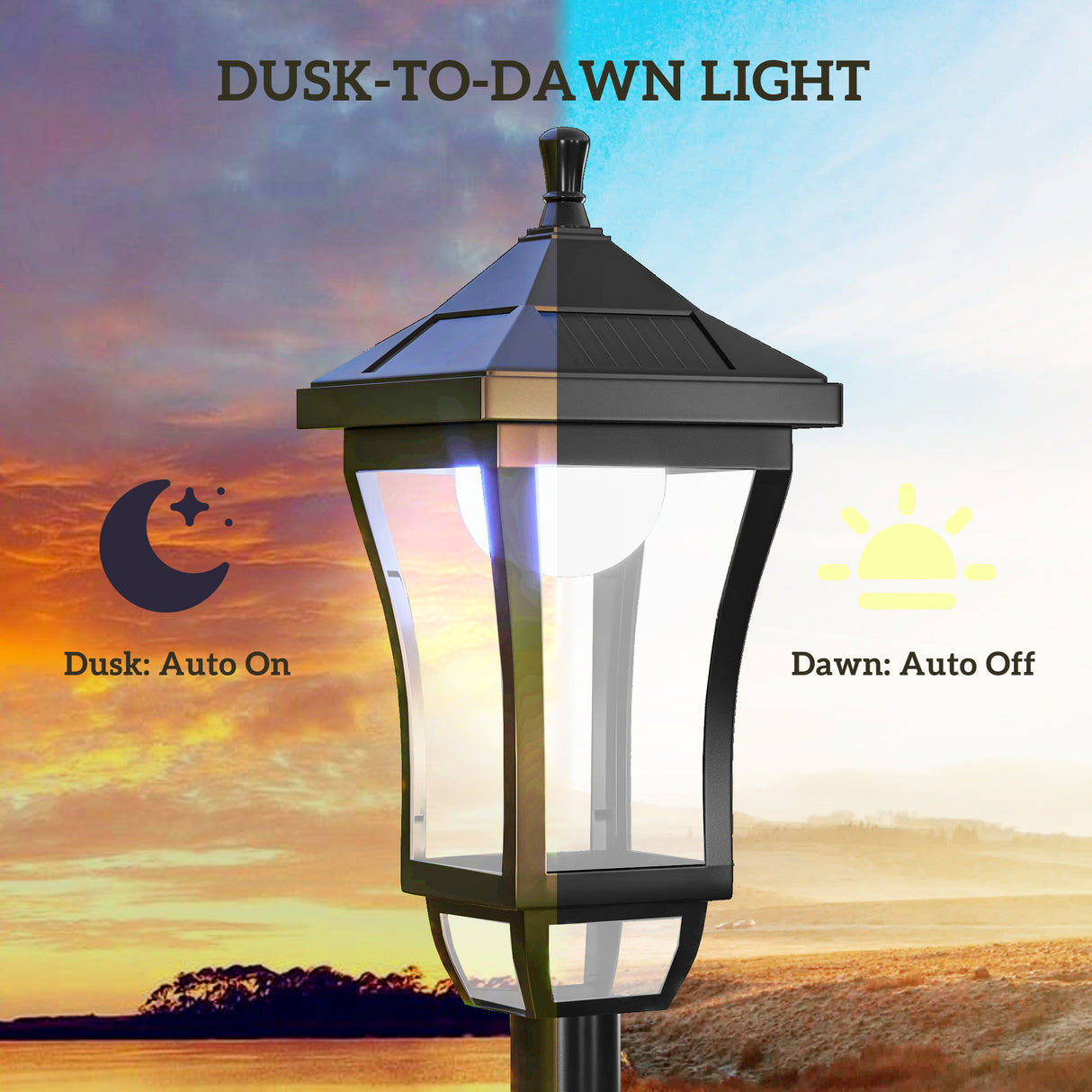 Polycarbonate 1.3 m LED Solar Powered Garden Lamp Post - Velmora