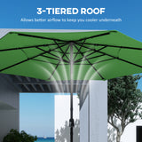 Polyester 3 Tier Tilting Parasol Umbrella 300cm Diameter - Velmora
