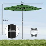 Polyester 3 Tier Tilting Parasol Umbrella 300cm Diameter - Velmora