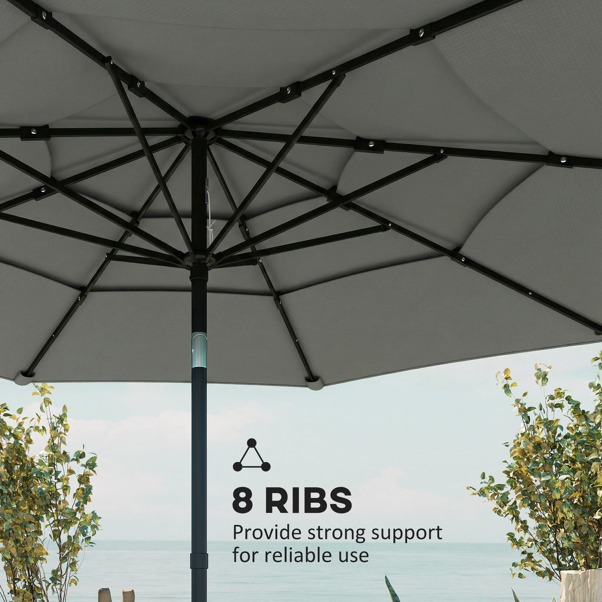 Polyester 3 Tier Tilting Parasol Umbrella 300cm Diameter - Velmora