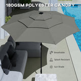 Polyester 3 Tier Tilting Parasol Umbrella 300cm Diameter - Velmora