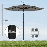 Polyester 3 Tier Tilting Parasol Umbrella 300cm Diameter - Velmora