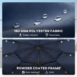 Polyester 3 Tier Tilting Parasol Umbrella With LED Solar Light 282cm Diameter - Velmora