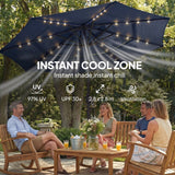 Polyester 3 Tier Tilting Parasol Umbrella With LED Solar Light 282cm Diameter - Velmora