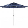 Polyester 3 Tier Tilting Parasol Umbrella With LED Solar Light 282cm Diameter - Velmora