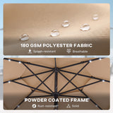 Polyester 3 Tier Tilting Parasol Umbrella With LED Solar Light 282cm Diameter - Velmora