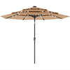 Polyester 3 Tier Tilting Parasol Umbrella With LED Solar Light 282cm Diameter - Velmora
