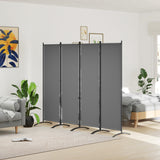Polyester 4 Panel Folding Room Divider With Metal Frame 221cm Wide - Velmora