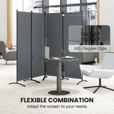 Polyester 4 Panel Folding Room Divider With Metal Frame 221cm Wide - Velmora