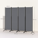 Polyester 4 Panel Folding Room Divider With Metal Frame 221cm Wide - Velmora