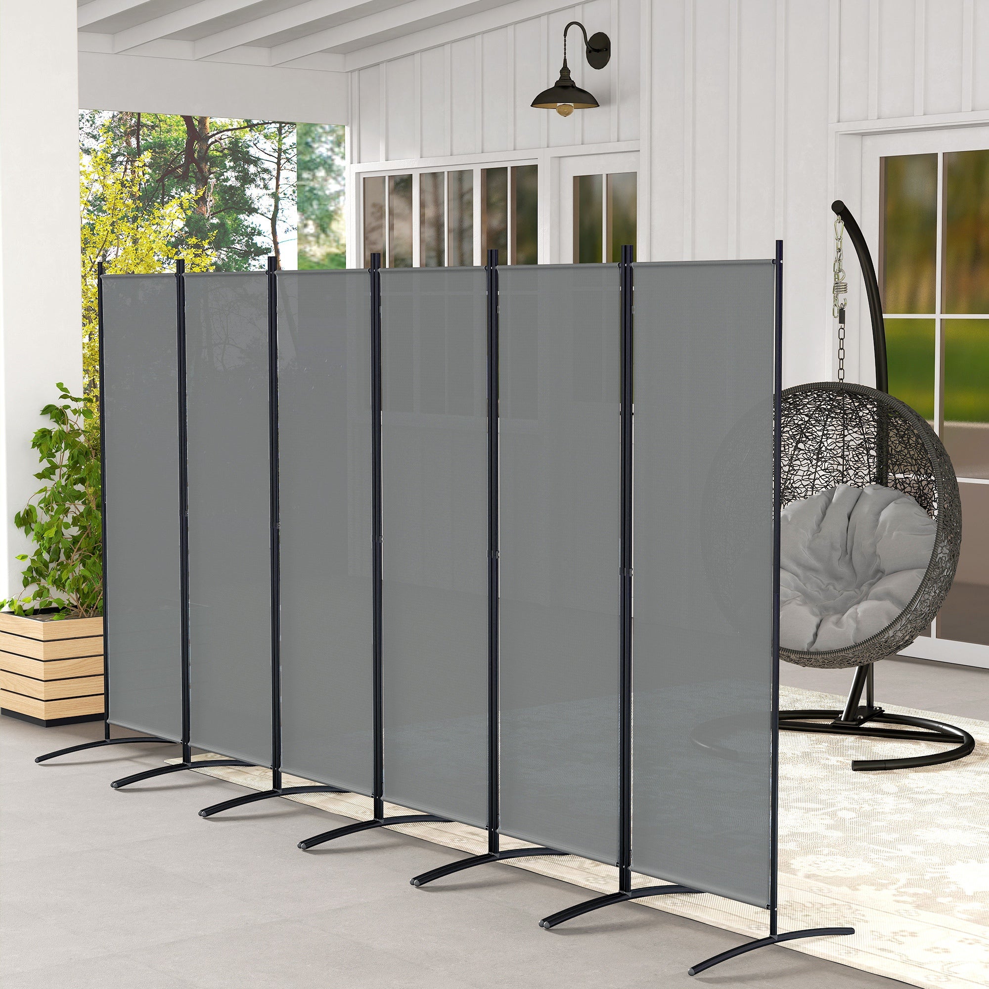 Polyester 6 Panel Folding Room Divider Freestanding Screen 172cm High  x 332cm Wide - Velmora