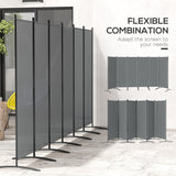 Polyester 6 Panel Folding Room Divider Freestanding Screen 172cm High  x 332cm Wide - Velmora