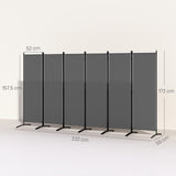 Polyester 6 Panel Folding Room Divider Freestanding Screen 172cm High  x 332cm Wide - Velmora