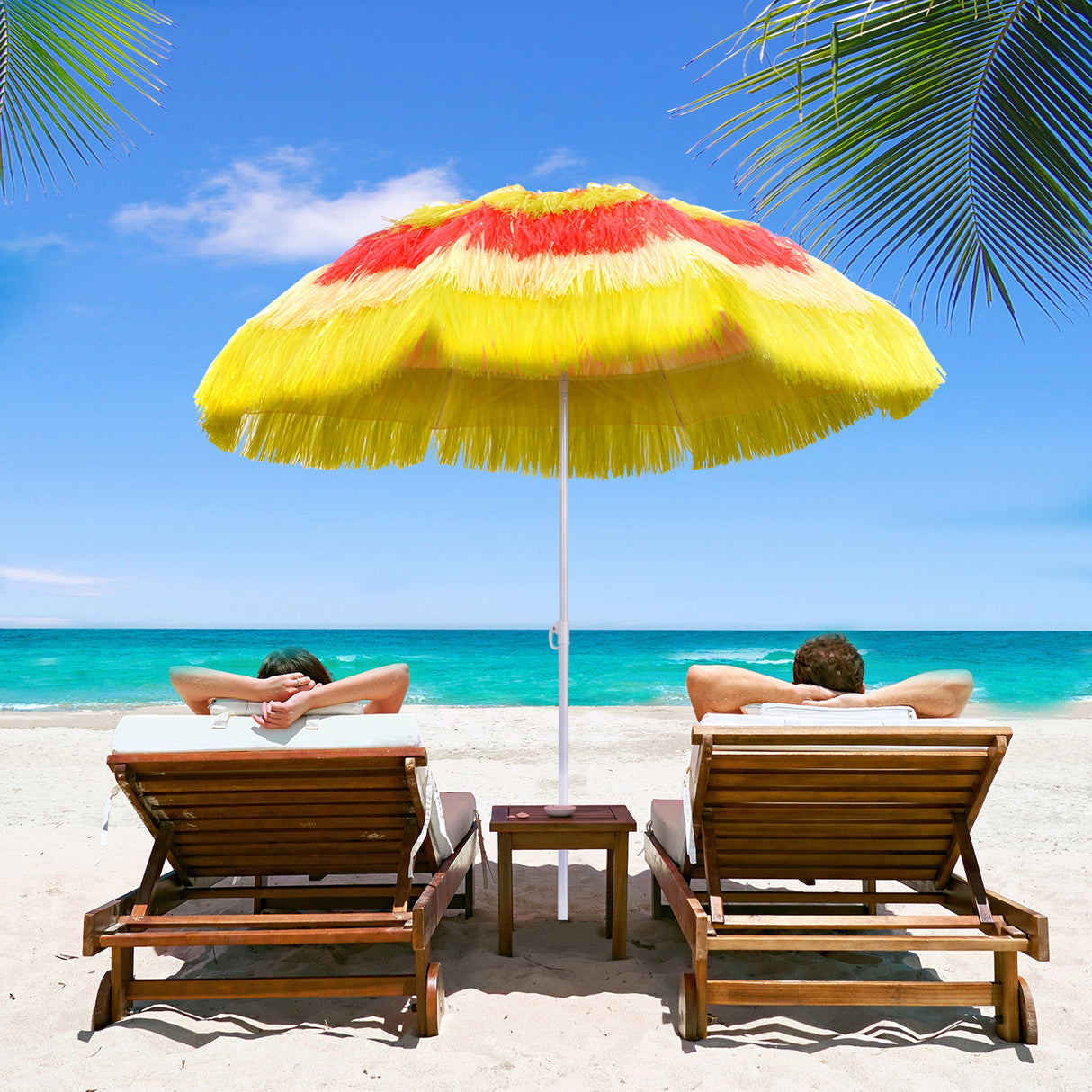 Polyester Beach Parasol Umbrella 160cm Diameter - Velmora