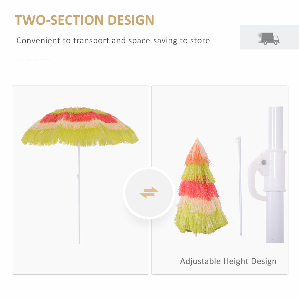 Polyester Beach Parasol Umbrella 160cm Diameter - Velmora