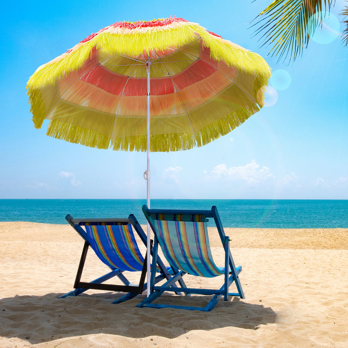 Polyester Beach Parasol Umbrella 160cm Diameter - Velmora