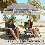 Polyester Beach Parasol Umbrella With Sand Anchor 174cm Diameter - Velmora