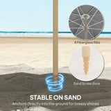 Polyester Beach Parasol Umbrella With Sand Anchor 174cm Diameter - Velmora