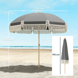Polyester Beach Parasol Umbrella With Sand Anchor 174cm Diameter - Velmora